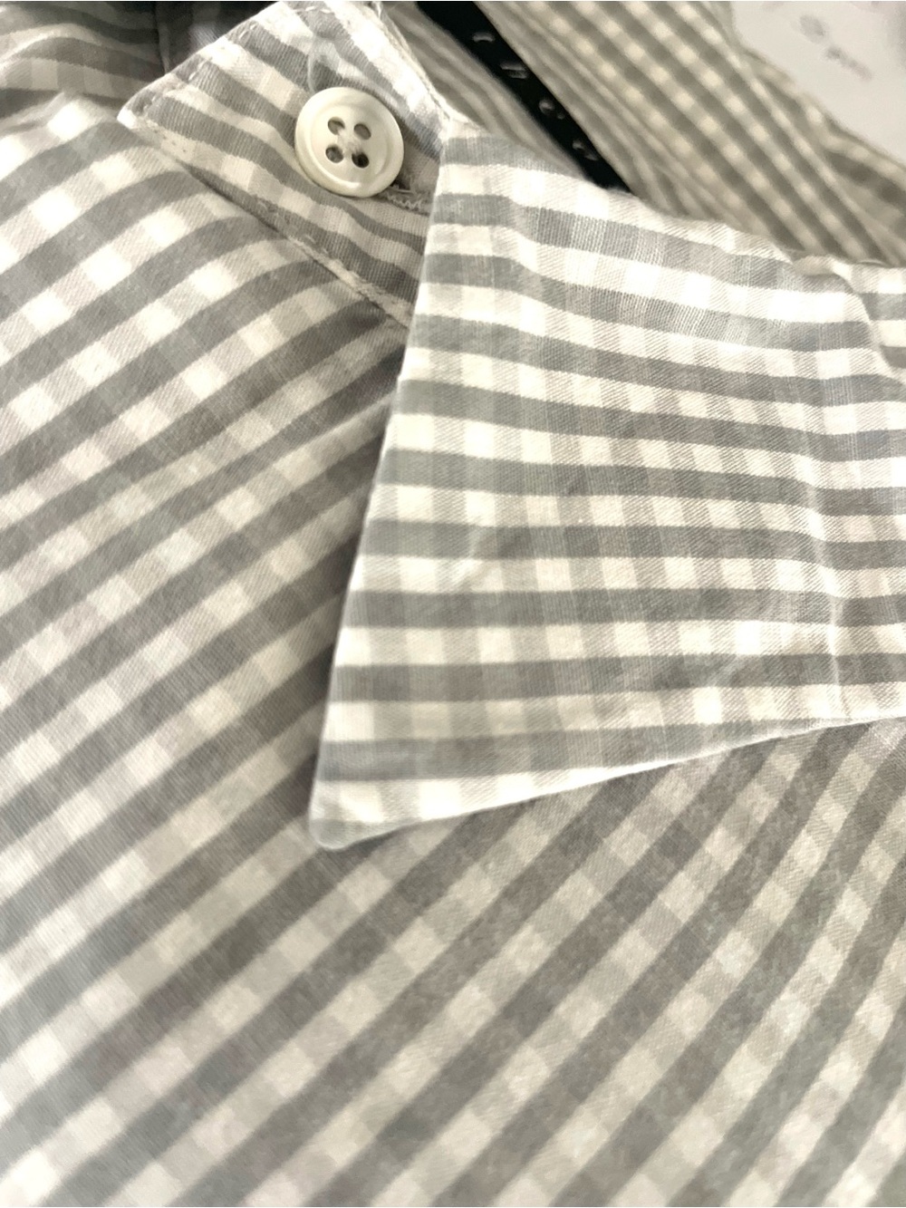 Theory men’s dress shirt grey and white gingham.